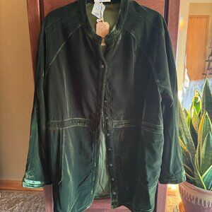 Natural Life Tunic Style Long-sleeve Velvet Button Up Blouse